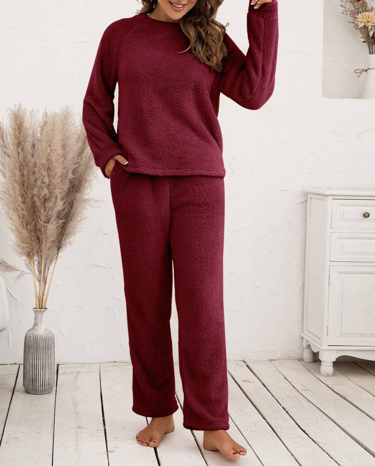HIDDENBRAND - Wholesale Lounge Set - Women's - Loungewear Double-Sided Plush Two-Piece Set16