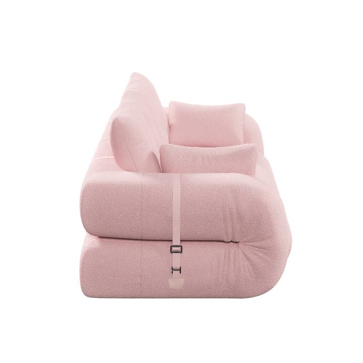 39F Inc. - Wholesale Sofa - Pink 3-in-1 Teddy Fabric Foldable Sofa Bed, 78.7in Wide19