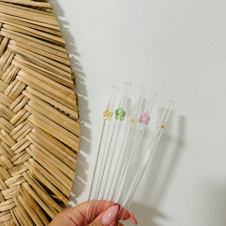 KuriArt Designs - Vente Paille - Pailles en verre à fleurs | Pailles en verre réutilisables
