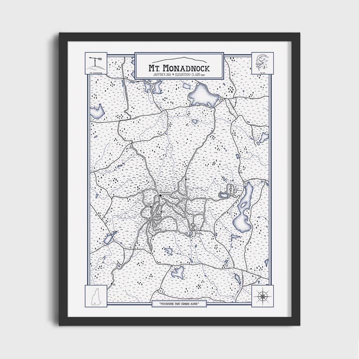 Mt. Monadnock New Hampshire Color Your Hike Trail Map for wholesale by Sherpa Ant