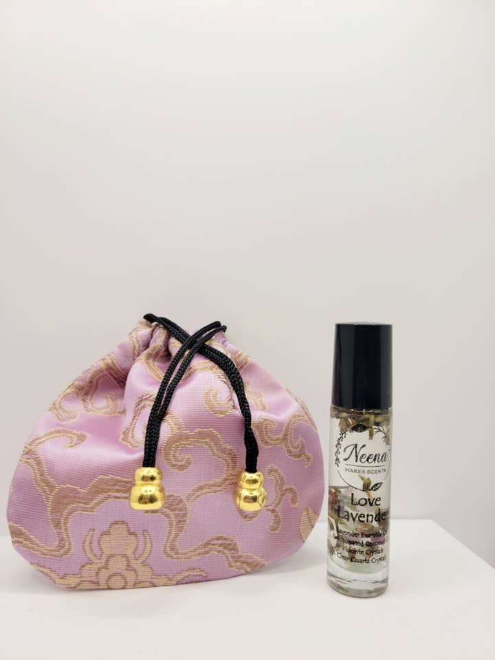 Love Lavender Essential Oil Perfume, Reiki charged Fluorite for wholesale by Neena Makes Scents