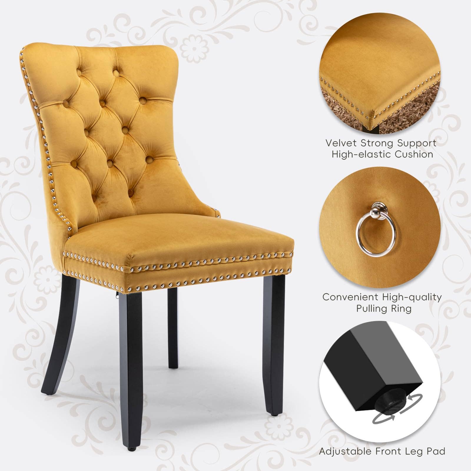 Modern Home Touch – wholesale Chair – Shena Set of 2 Velvet Kitchen Dining Chairs Knocker Back19