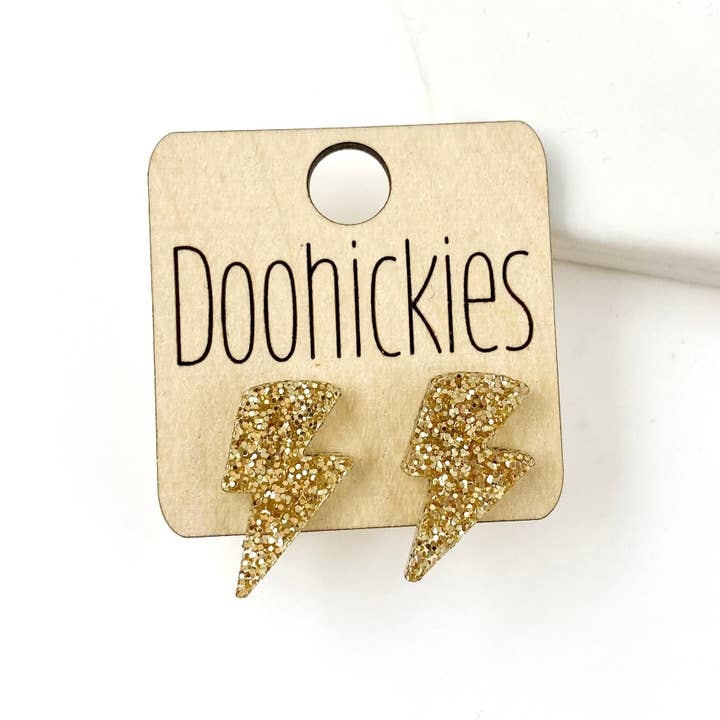 Doohickies - Wholesale Stud/Post Earrings - 20mm School Spirit Lightning Bolt Studs - Custom Spirit Earrings - 9 Color Options9