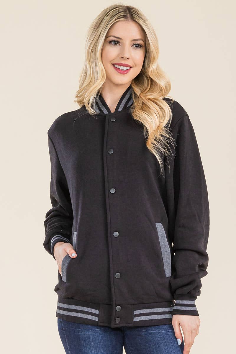 WEIV - Wholesale Varsity/Baseball Jacket - Women's - Boyfriend Fleece Varsity Jacket4