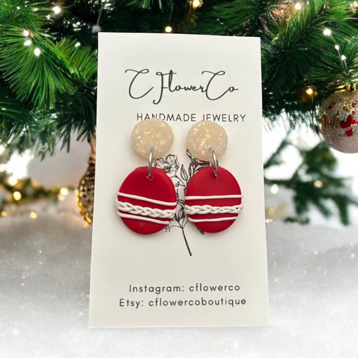 Jule 2025 Vinter Rød Sweater Ler Øreringe Smykker for engroshandel hos CFlowerCo