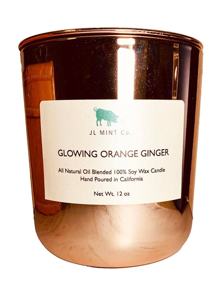Gingembre orange éclatant JL Mint Co. Grande bougie en cire de soja pour la vente par JL Mint Inc
