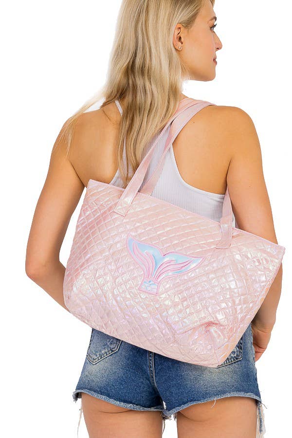 Cap Zone - Wholesale Tote Bag - Women's - Shimmer Quilted Mermaid Tail Bag2