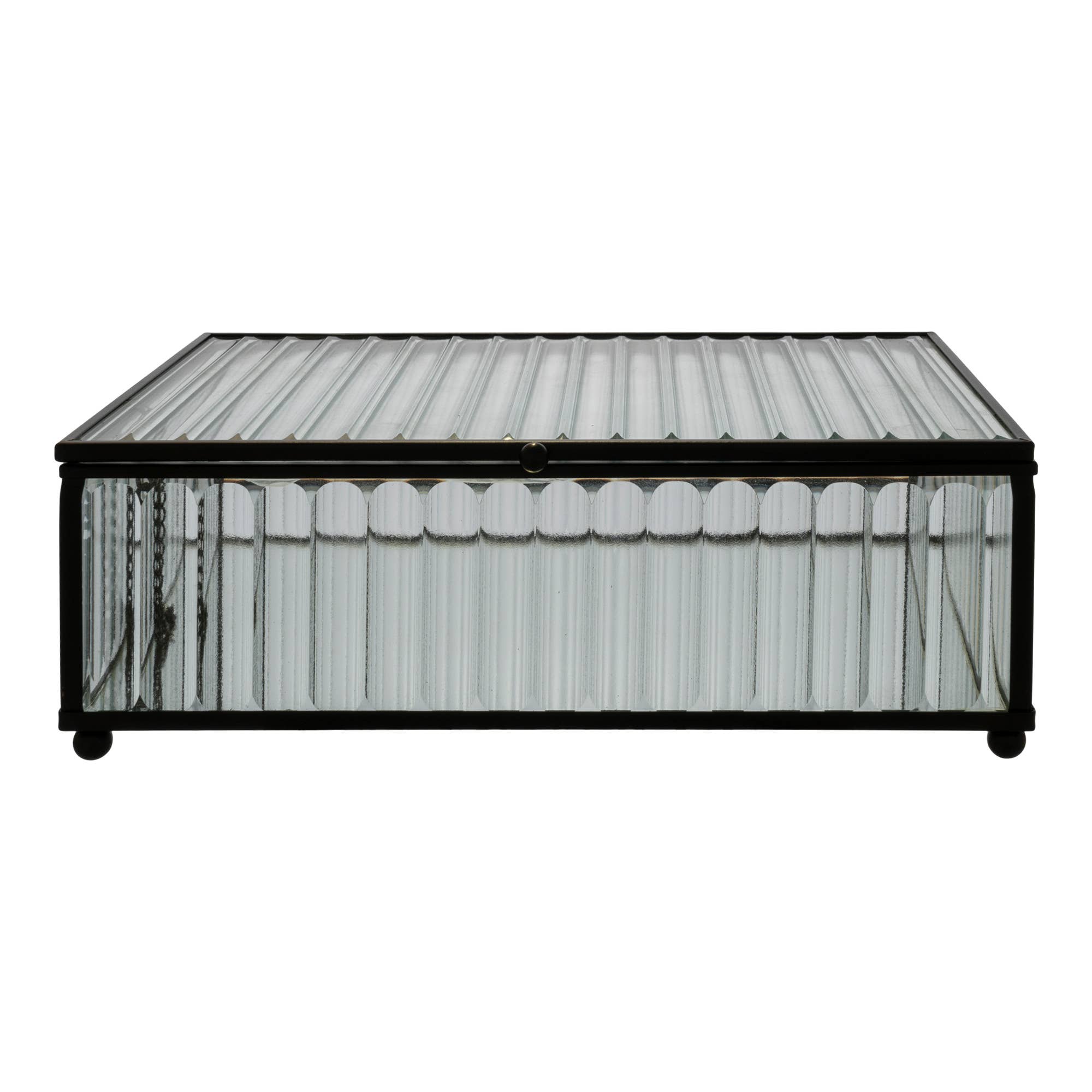 Santorini Box - Box in glass and black metal 13x20x7 cm for wholesale on Faire2