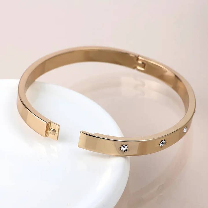 Golden Crystal Stars Hinged Bangle for wholesale by Peace Of Mind