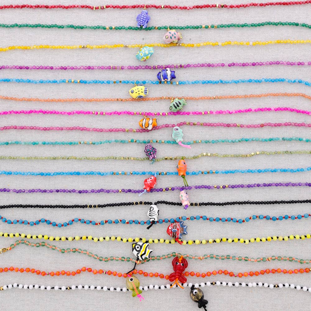 Sonata - Vente Bijoux à boutons pression - Collier ras-du-cou en acier avec pendentif en céramique23