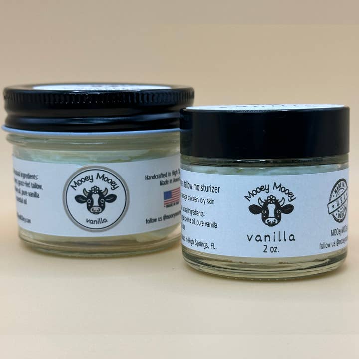 Vanilla Whipped Tallow Moisturizer for wholesale by MOOey MOOey Skincare, LLC