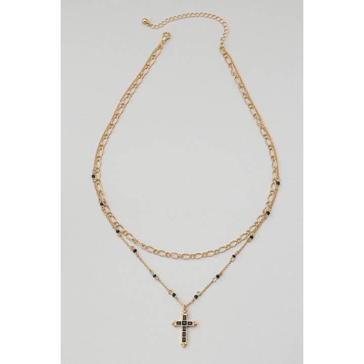 COLLIER À COUCHES AVEC PENDENTIF CROIX pour la vente par Girly