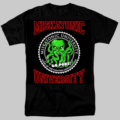 Go Pods Miskatonic University T-Shirt for wholesale by Pegasus Publishing