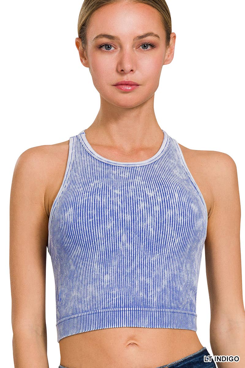 42POPS – Großhandel Tanktop – Damen – .Gewaschene Rippennaht nahtloses Halterneck-Crop-Top4