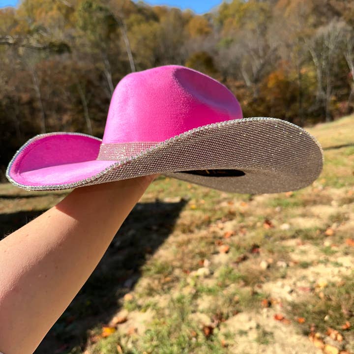 Rhinestone Cowgirl - Wholesale Cowboy Hat - Women's - Barbie Pink Hat & Crystal Rhinestones3