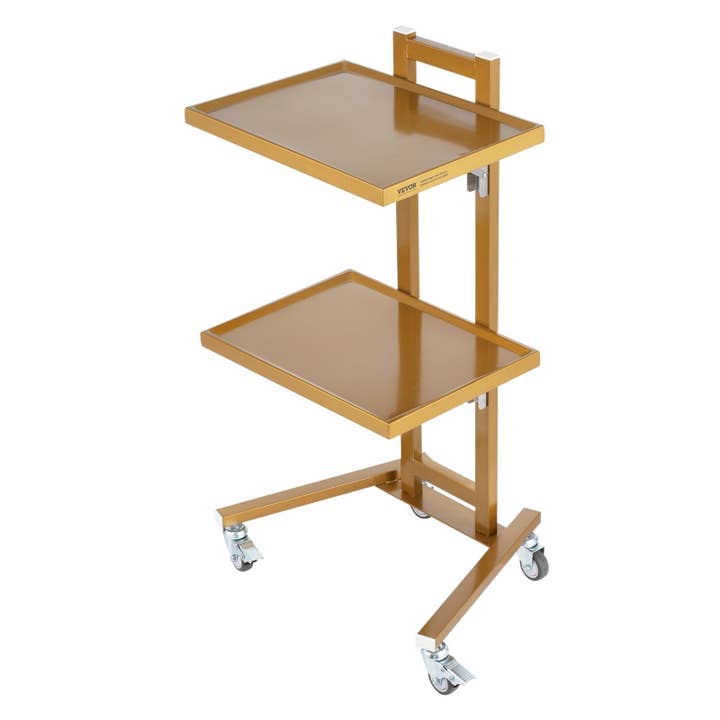 39F Inc. - Wholesale Bar Cart - 2 Tier Rolling Lab Cart with Drawers and Silent Wheels Golde8
