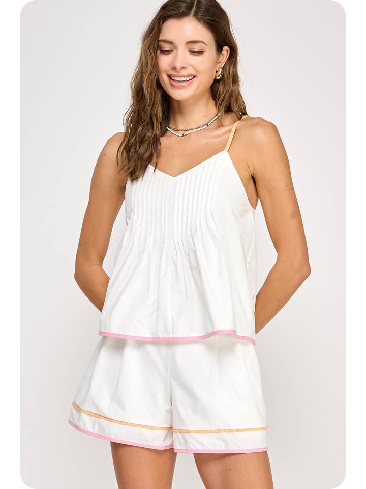 Strut & Bolt - Wholesale Blouse - Women's - Color Block Piping Detail Sleeveless Tank Top