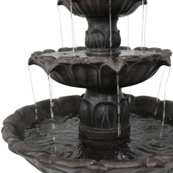Sunnydaze Decor - Wholesale Outdoor Ornament/Decor - Classic Tulip Polystone Outdoor 3-Tier Fountain - Dark Brown