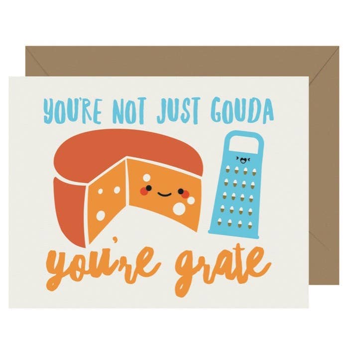 Cutie Kawaii You're Grate Letterpress Greeting Card for wholesale by Letterpress Jess
