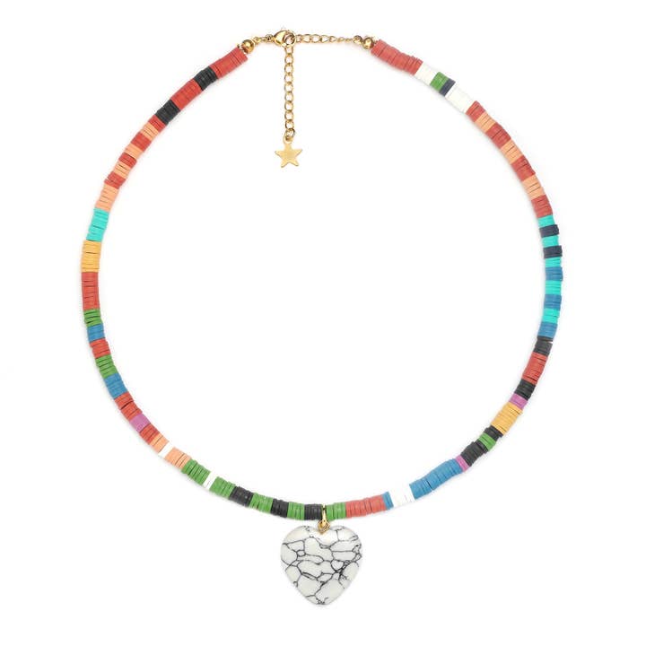 OIYA - Vendita all'ingrosso Girocollo/collier - Collana Girocollo con Ciondolo a Cuore in Quarzo Bianco Shania