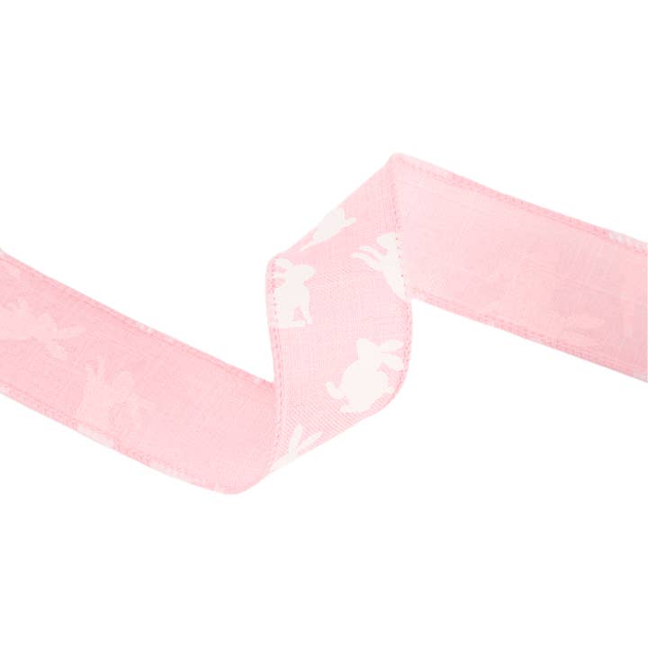 LA Ribbons Wholesale - Wholesale Ribbon – Gift wrapping - Wired Ribbon | Pink w/ White All Over Bunny | 10 Yard Roll3