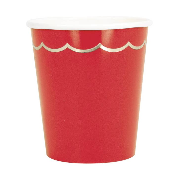 200ML RED AND GOLD SCALLOP CUPS X 8 for wholesale by Tim&Puce Factory