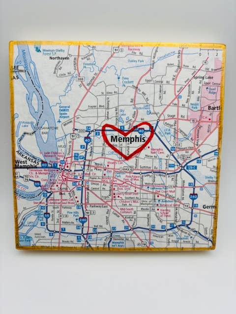 Hometown Heart Map for wholesale by Deceaux Art