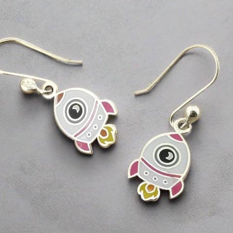 Enamelled Pink Rocket Earrings for wholesale by Makers & Providers