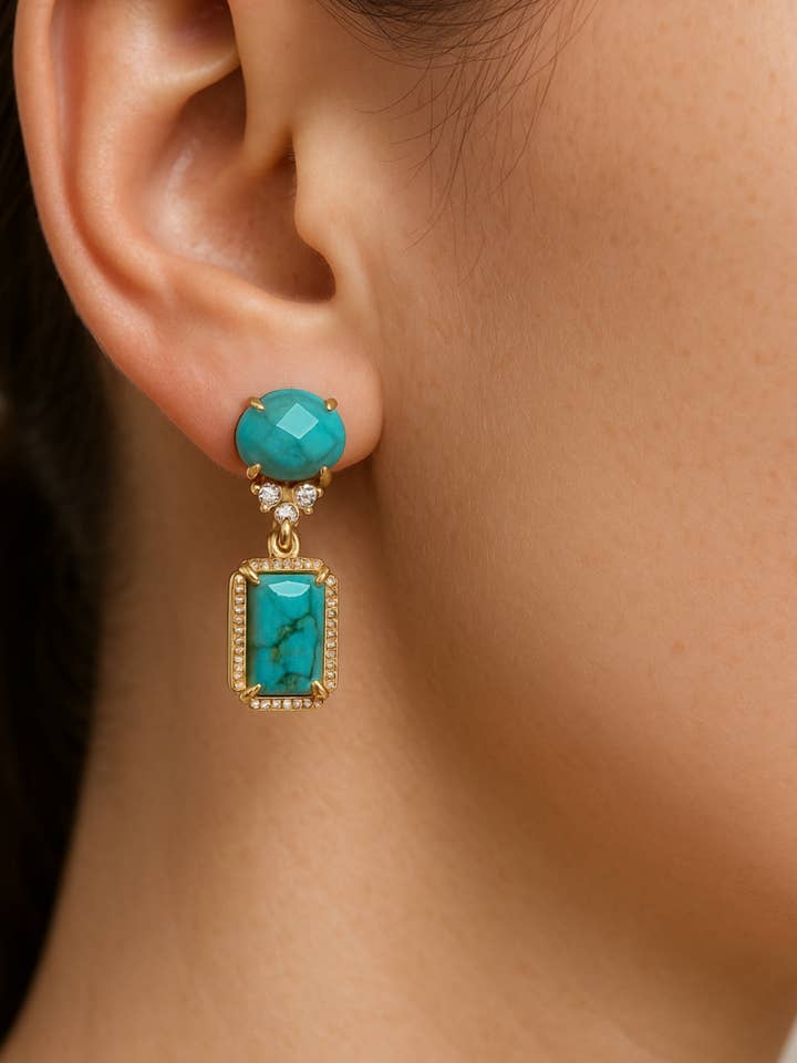 Imperial Turquoise Earrings – Elegance with Natural Stone for wholesale by PHOEBE´S