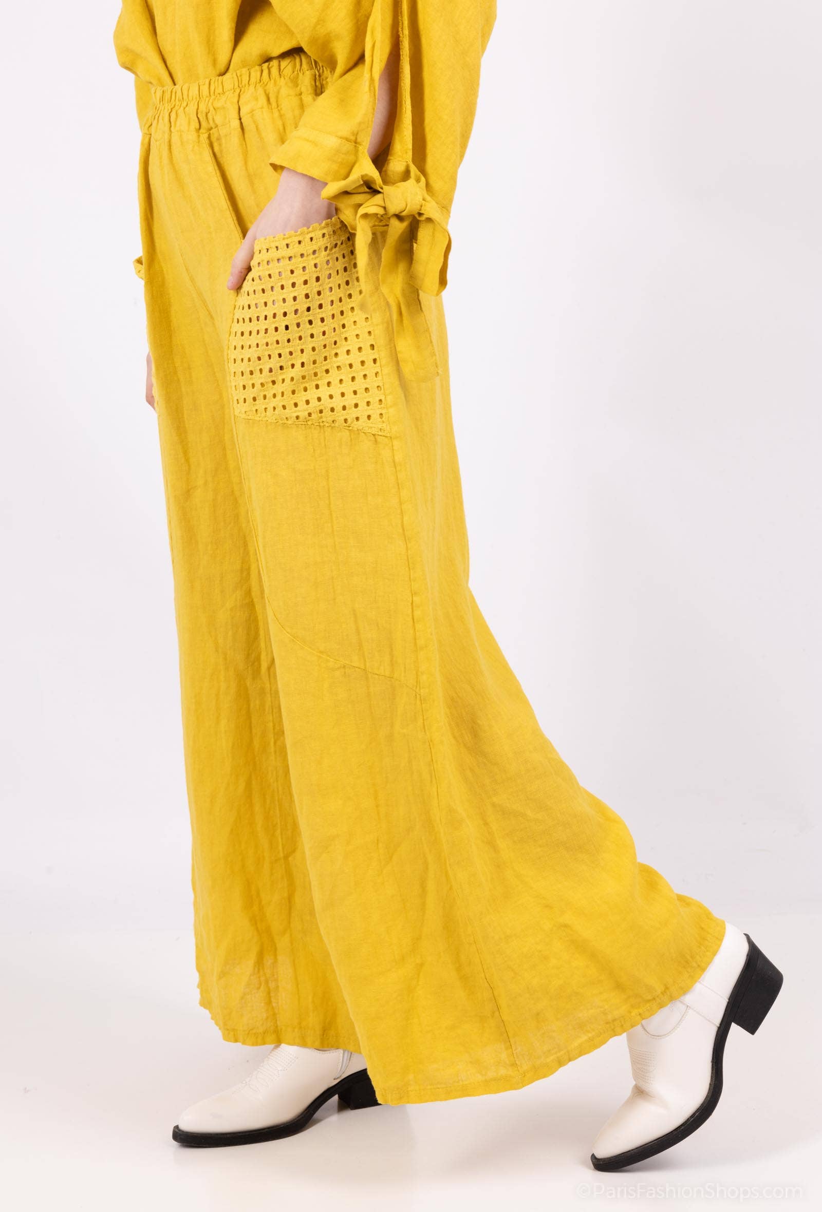 Shyloh - Wholesale Pants - Women's - Linen Trousers with Openwork Pockets 205806