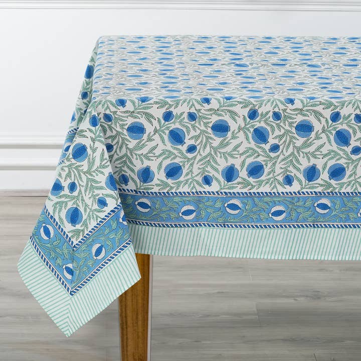 Fabricrush - Wholesale Tablecloth - Fabricrush New Queen Blue Tablecloth Indian Hand Block Print6