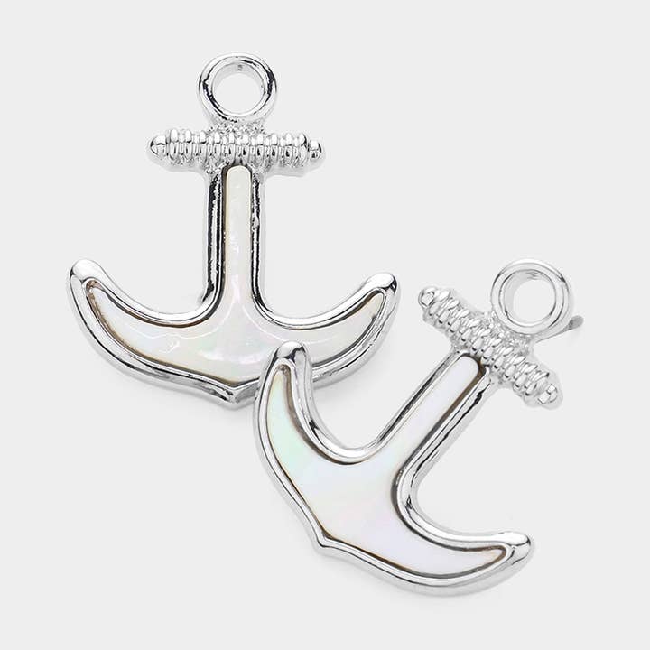 Mother of Pearl Anchor Stud Earrings for wholesale by Sensibling Corp.