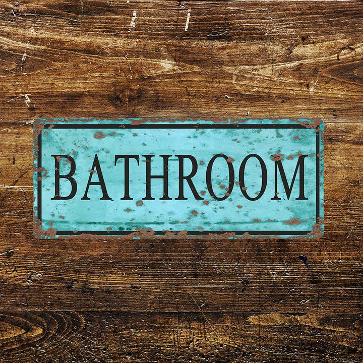 Bathroom Blue - Letrero metálico para venta al por mayor de The British Metal Signs Company