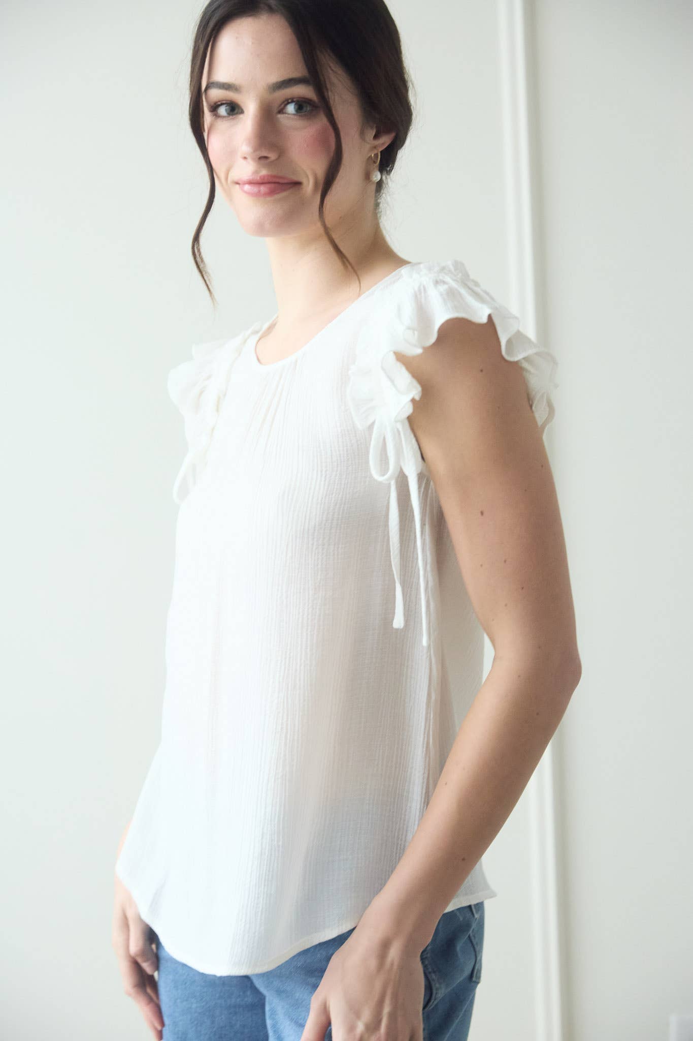 MINE - Wholesale Blouse - Women's - RUFFLE DETAIL DRAWSTRING DETAIL BLOUSE14