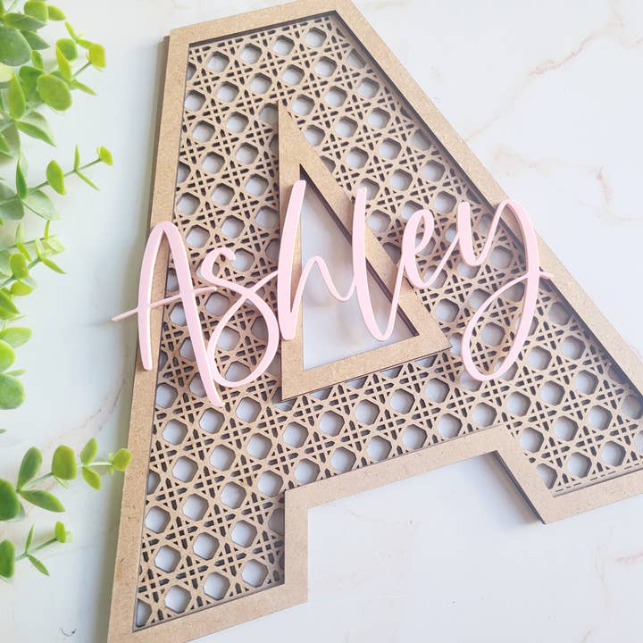 Custom Name Sign | Rattan Nursery Sign | Alphabet Sign | Bab for wholesale by Rosie and Vi