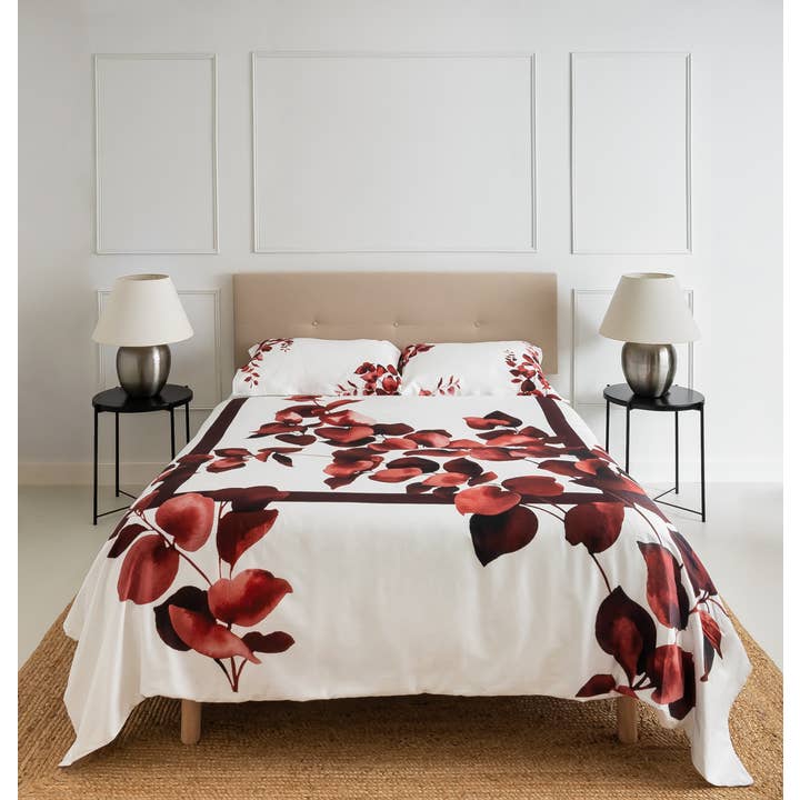 Funda nórdica de eucalipto roja para venta al por mayor de The Lino