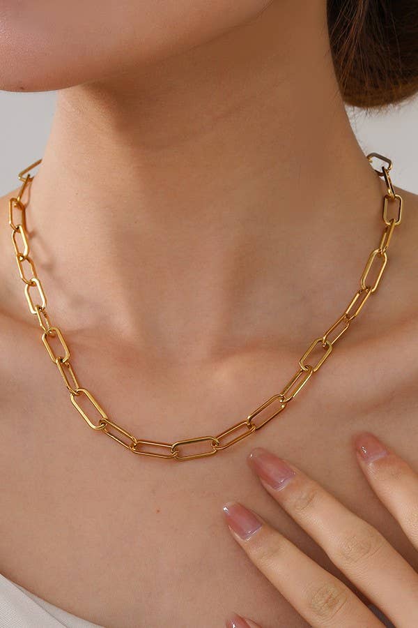 JOSSLYN by wall to wall - Wholesale Link & Chain Necklace - STAINLESS STEEL WATERPROOF TARNISH FREE NECKLACE | 40NK3186