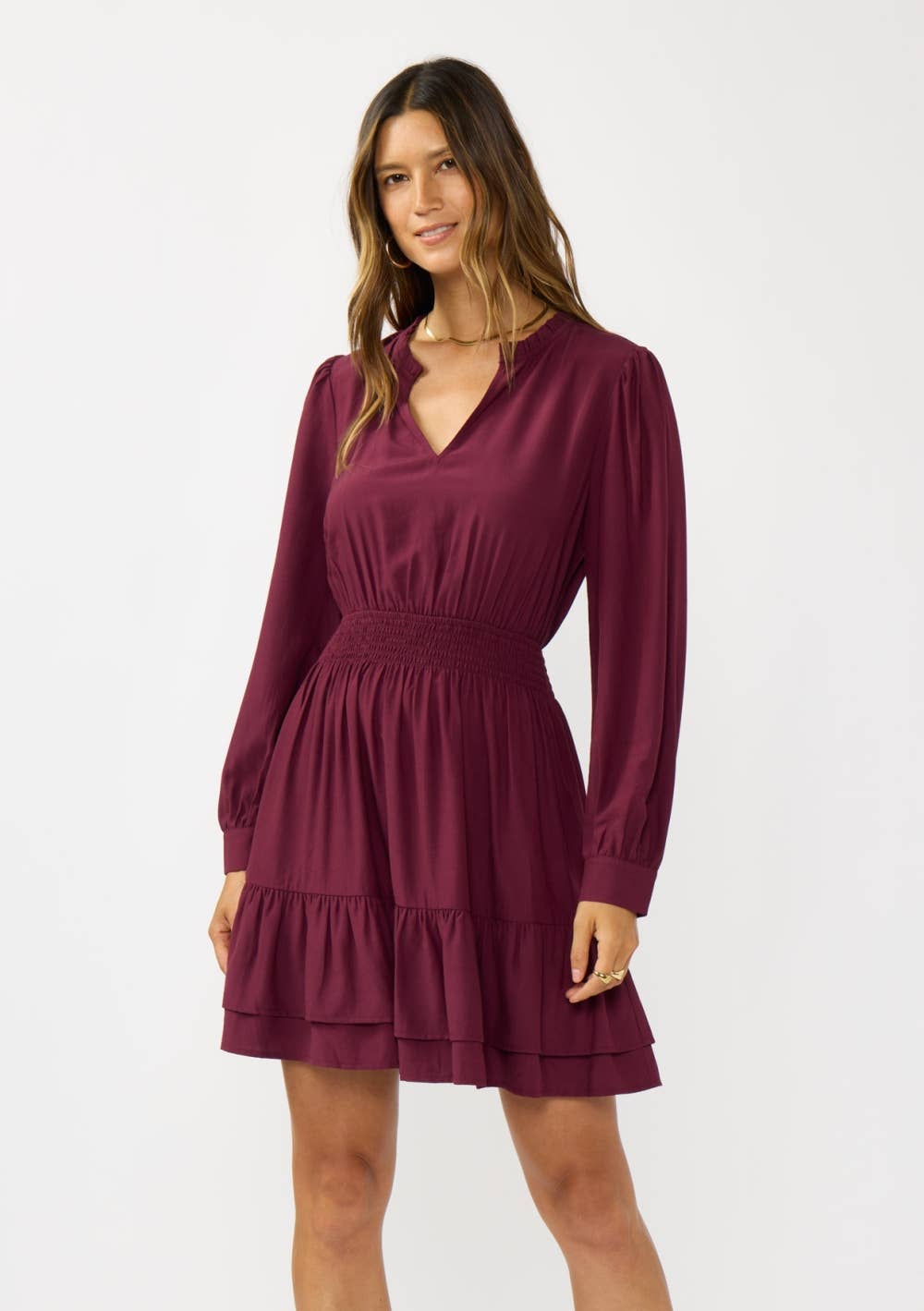 MERLOT Ruffle Hem Smocked Waist Mini Dress for wholesale on Faire