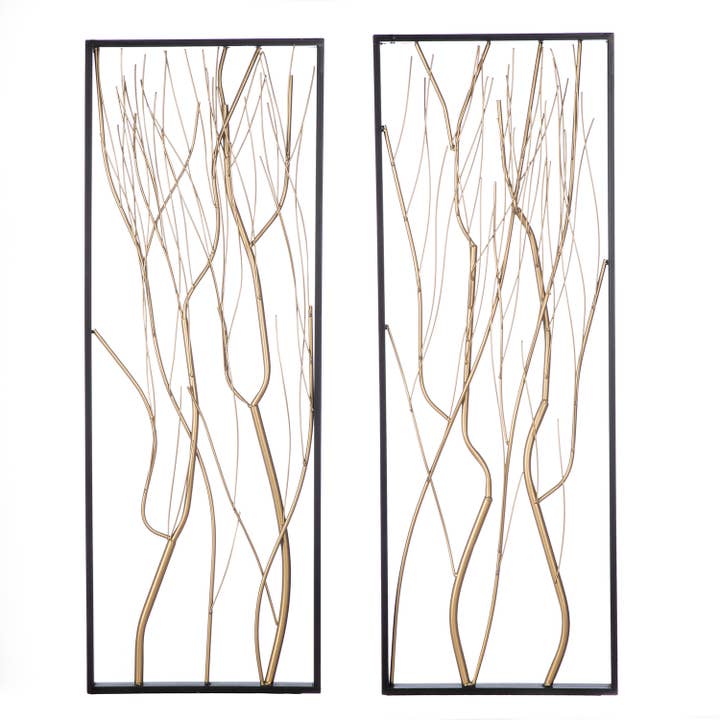 Wall relief branchwork 2nd choice, gold-colored, H. 91.5 cm, PU 2 for wholesale by Gilde Handwerk Macrander GmbH & Co. KG