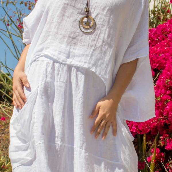 Linen Maxi Skirt with Silk Pockets for wholesale by Gigi Moda