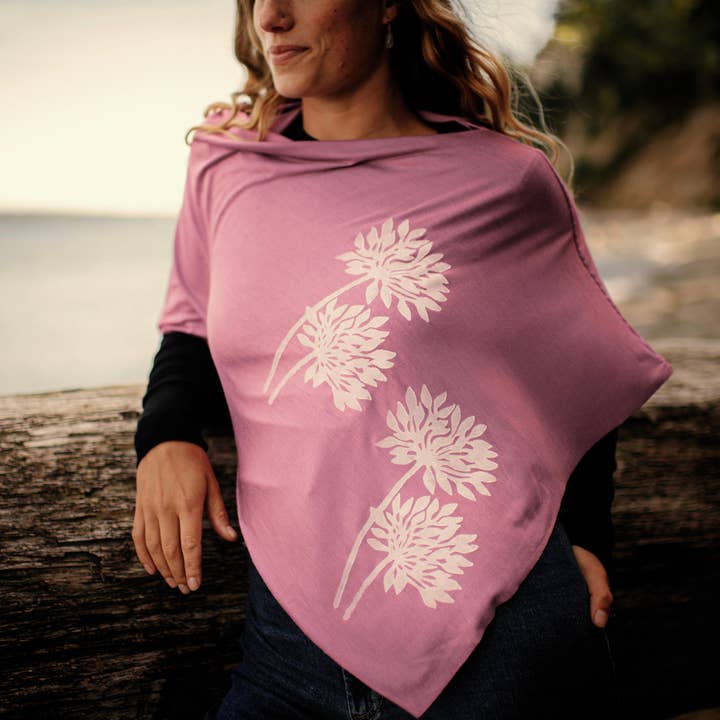 Lightweight Poncho - Allium (white ink) for wholesale by Windsparrow Studio