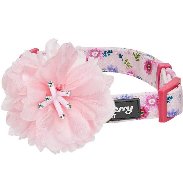 Floral Dog Collar with Detachable Pink Peony, Pink for wholesale on Faire