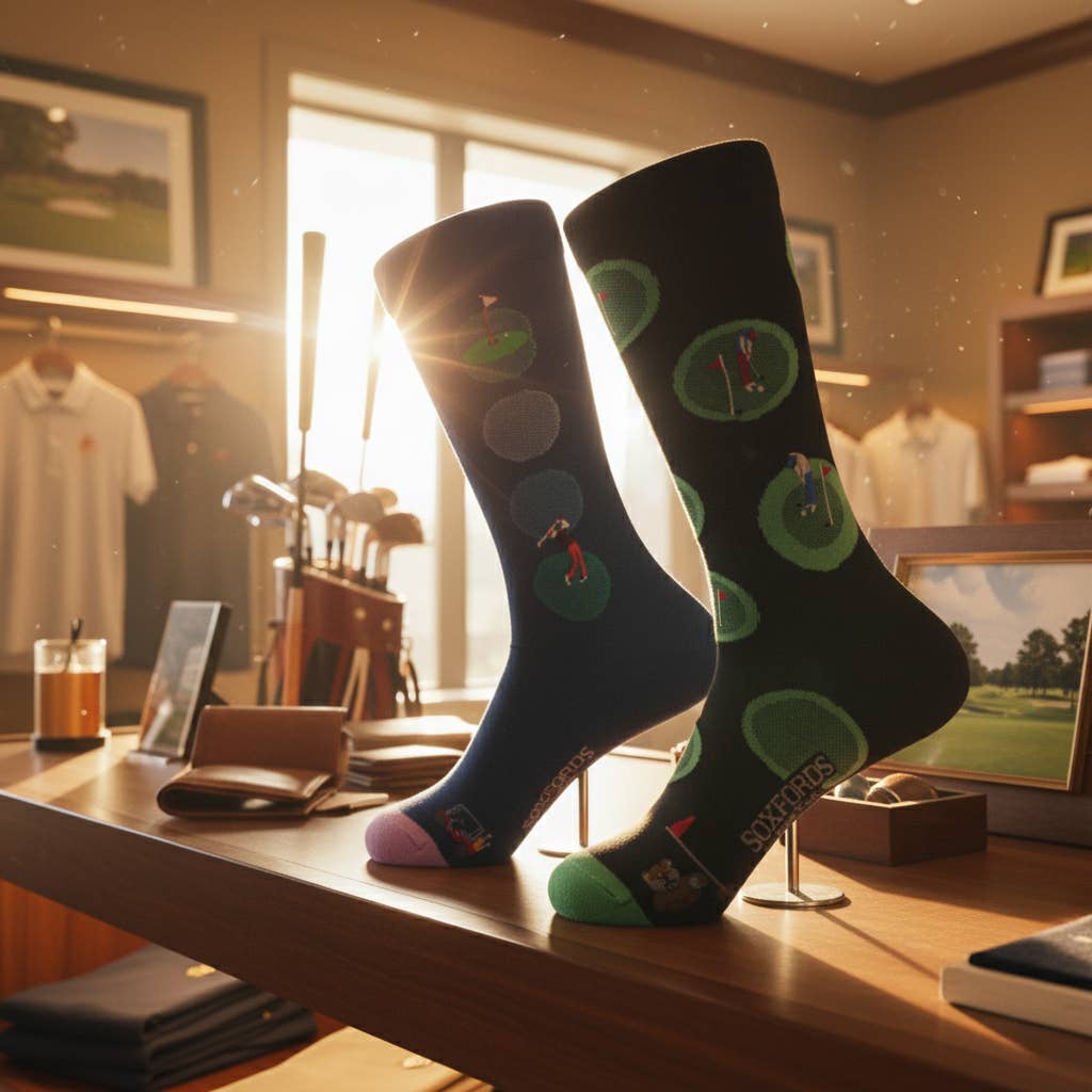 Soxfords – Meias - Homem por atacado – “Putting About” - Meias Finas para Homem com Tema de Golfe3