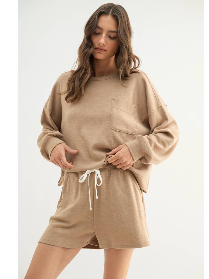 BASIC-SET AUS STRICKOBERTEIL UND SHORTS//WL24-9735 für den Großhandel von Wishlist Apparel