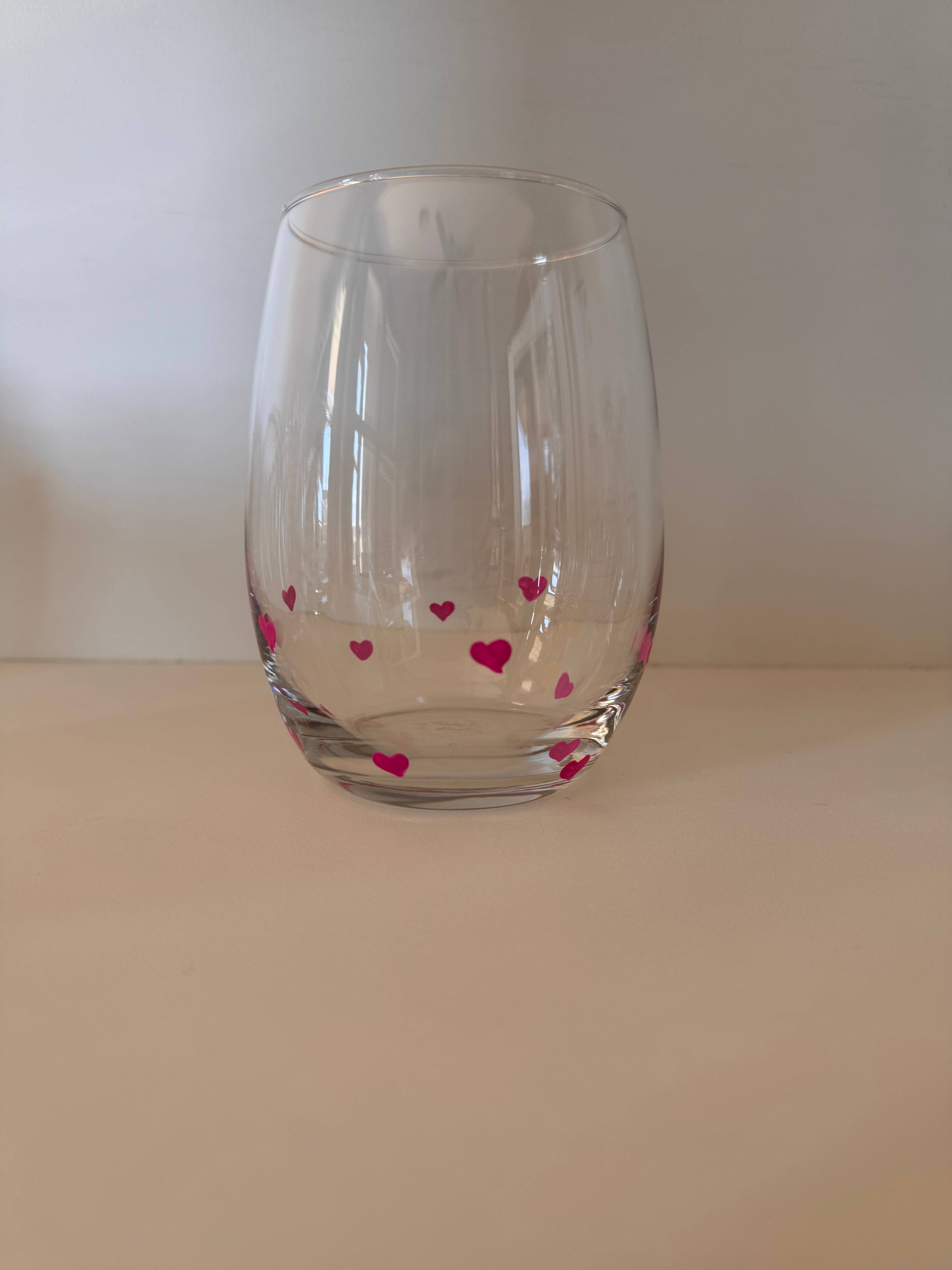 Hand Painted Glass, Co - Wholesale Wine Glass - Mini Hearts Stemless Wine Glass – 20 oz3