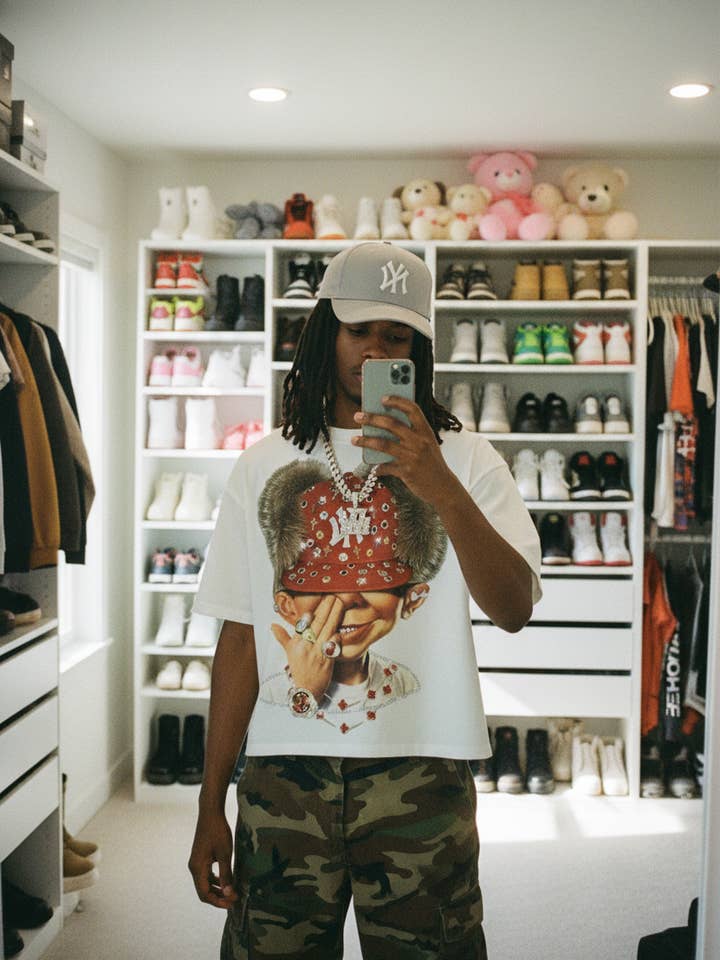 "Bad Boy" & Red Diamond Beanie Print Boxy oversized T-shirt for wholesale by NOISSEY