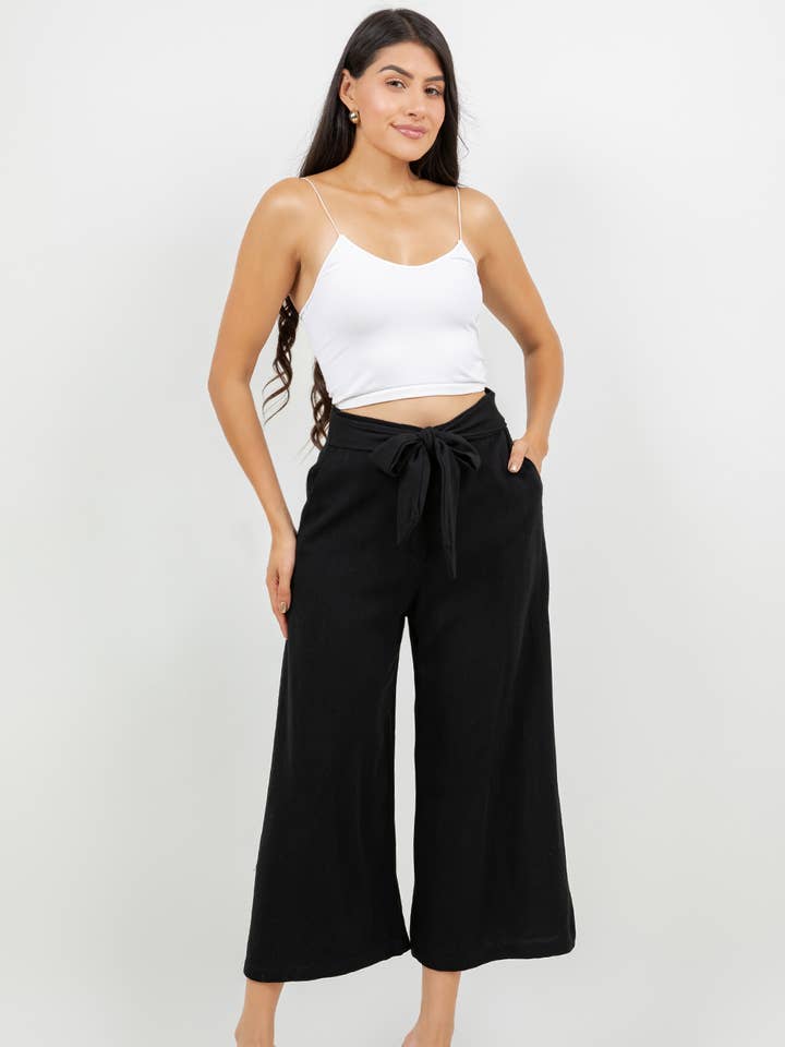 Veracci - Wholesale Pants - Women's - Linen Blend Wide-Leg Capri Pants20