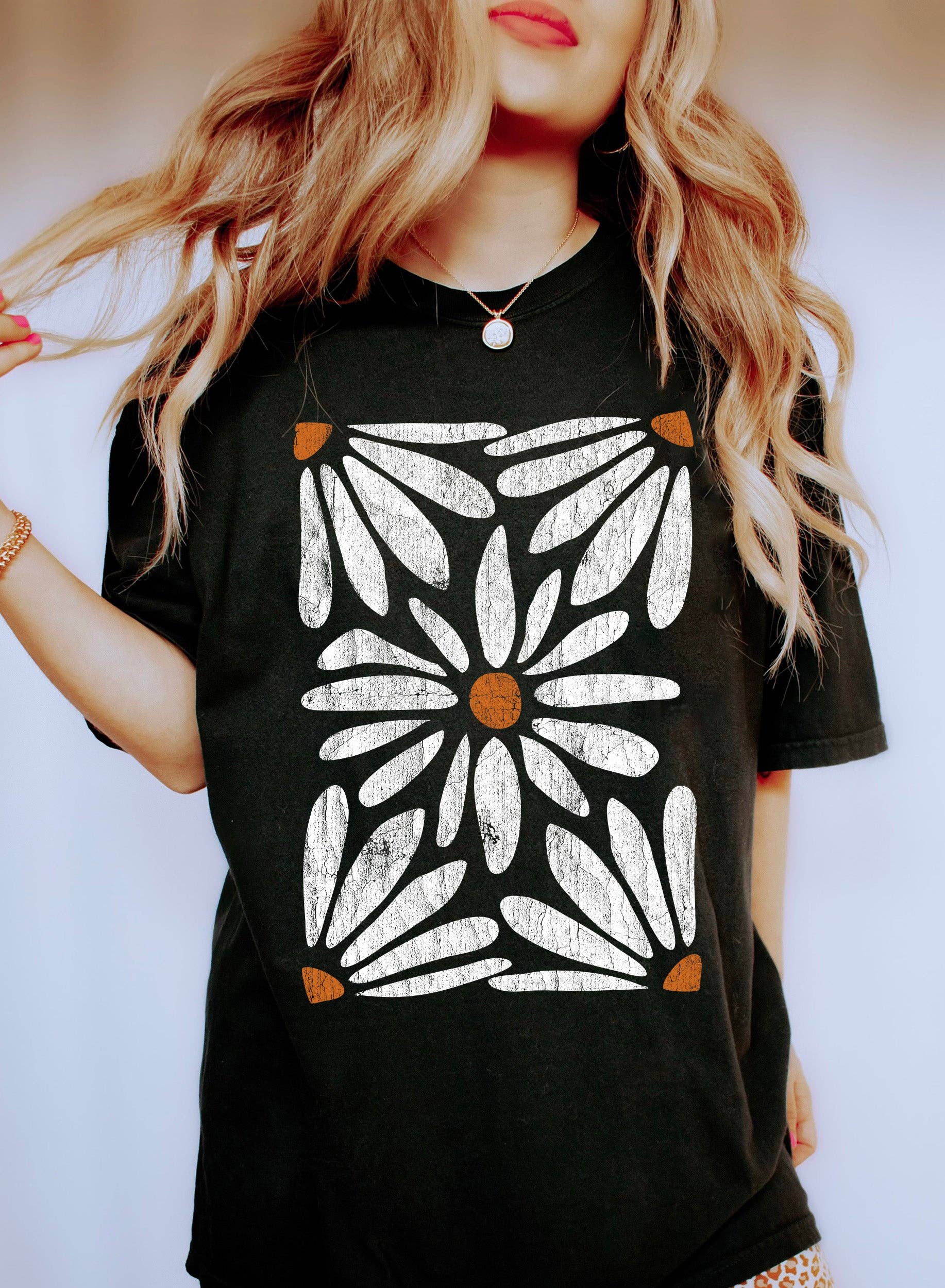 Refinery Number One LLC - Wholesale T-Shirt (Graphic) - Women's - Boho Daisy Botanical Vintage T-Shirt4