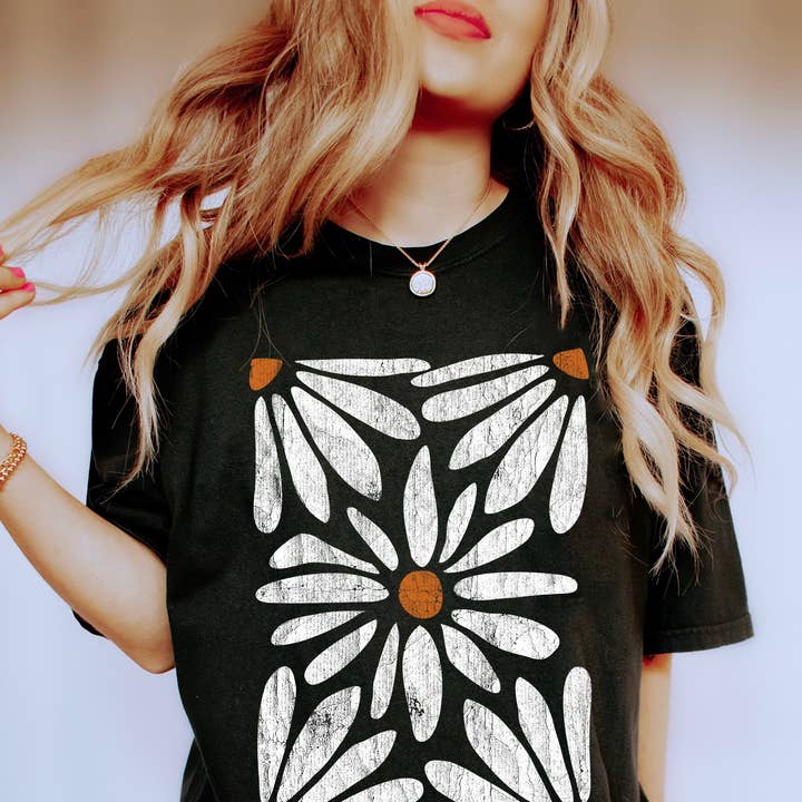 Refinery Number One LLC - Wholesale T-Shirt (Graphic) - Women's - Boho Daisy Botanical Vintage T-Shirt4