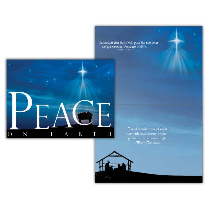 Crown Point Graphics - Wholesale Christmas Card - Boxed Christmas Cards -Peace on Earth Nativity, KJV 12 Cards